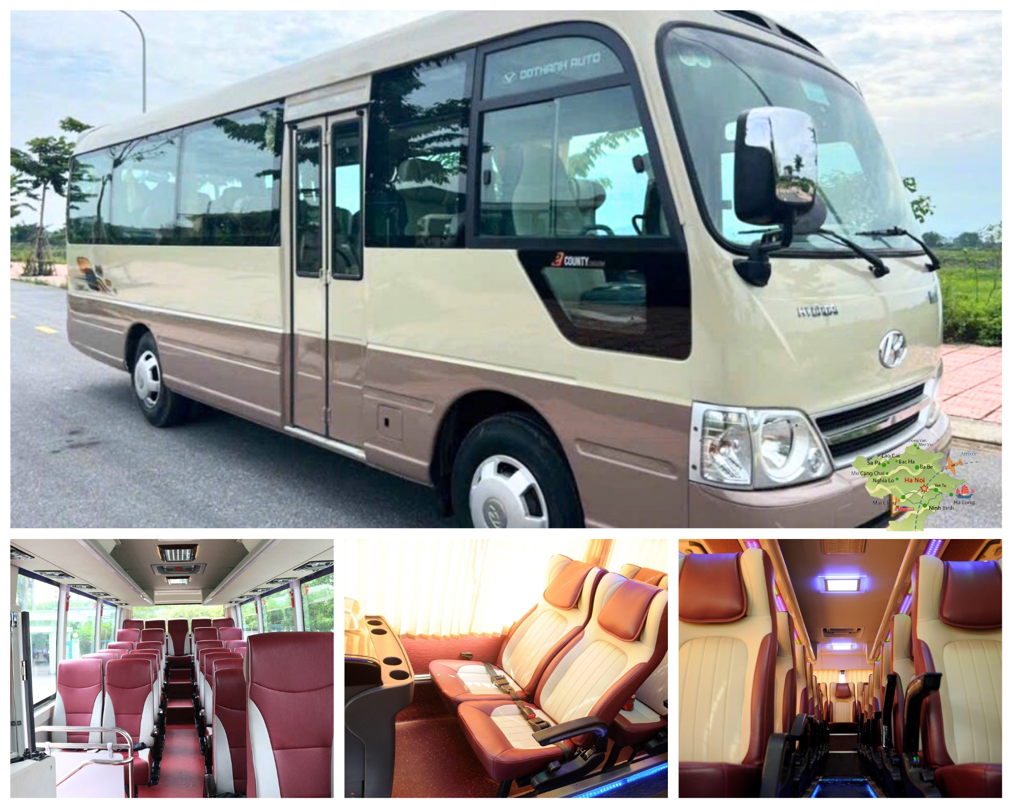 Van avec chauffeur priv&eacute; et guide francophone pour voyage au Vietnam groupe de 8 &agrave; 14 personnes 